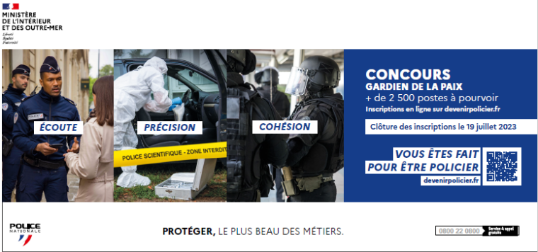 Lire la suite à propos de l’article La police nationale recrute de futurs gardiens de la paix.                               