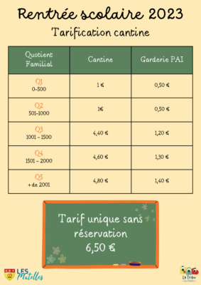 Lire la suite à propos de l’article TARIFICATION CANTINE