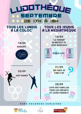 Lire la suite à propos de l’article LUDOTHEQUE PROGRAMME SEPTEMBRE