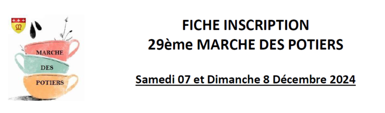 Lire la suite à propos de l’article INSCRIPTION | 29EME MARCHE DES POTIERS EDITION 2024