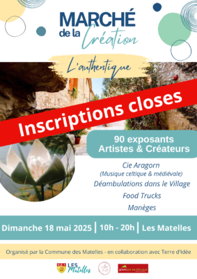 Lire la suite à propos de l’article 💯MARCHE DE LA CREATION : INSCRIPTIONS CLOSES