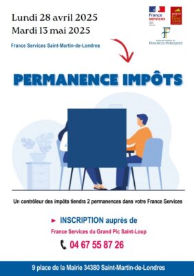 Lire la suite à propos de l’article PERMANENCE IMPOTS | LUNDI 28 avril et MARDI 13 mai