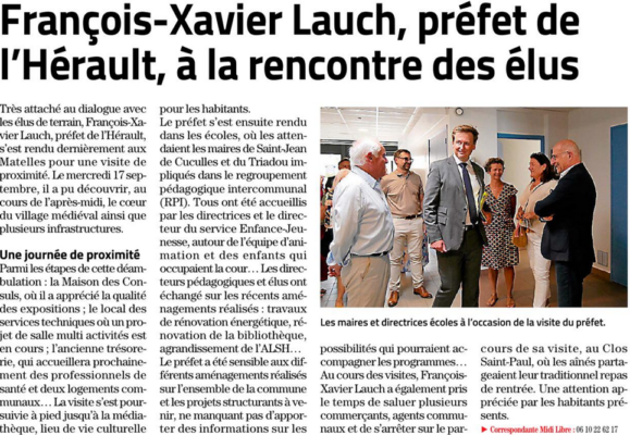 Lire la suite à propos de l’article La visite du préfet de l&rsquo;Hérault dans le Midi Libre !