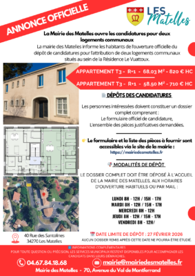 Lire la suite à propos de l’article Ouverture des candidatures : Deux logements communaux disponibles au Parc Vuattoux