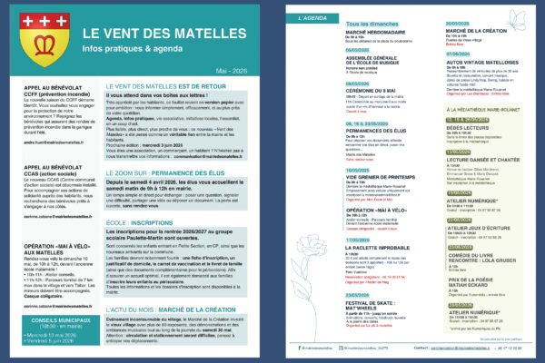 Lire la suite à propos de l’article Le vent des Matelles – mai 2026