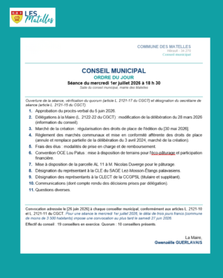 Lire la suite à propos de l’article CONSEIL MUNICIPAL • MERCREDI 1er JUILLET À 18H30