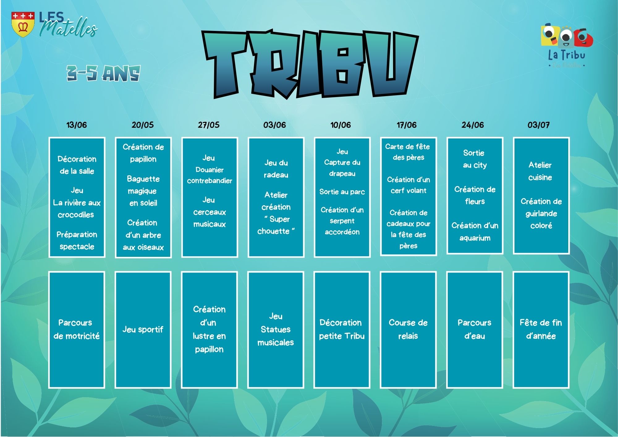Planning des activités du mercredi Petite Tribu