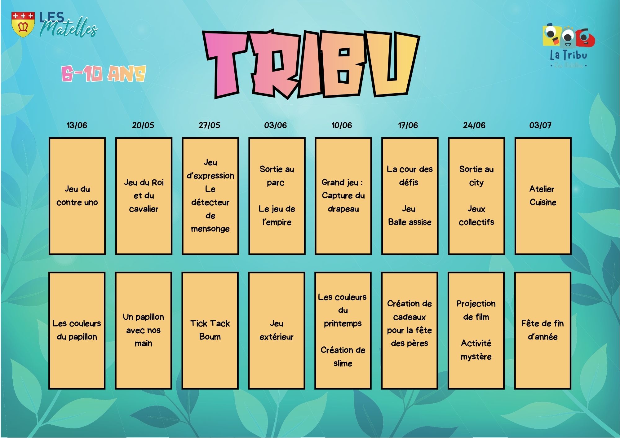 Planning des activités du mercredi GrandeTribu