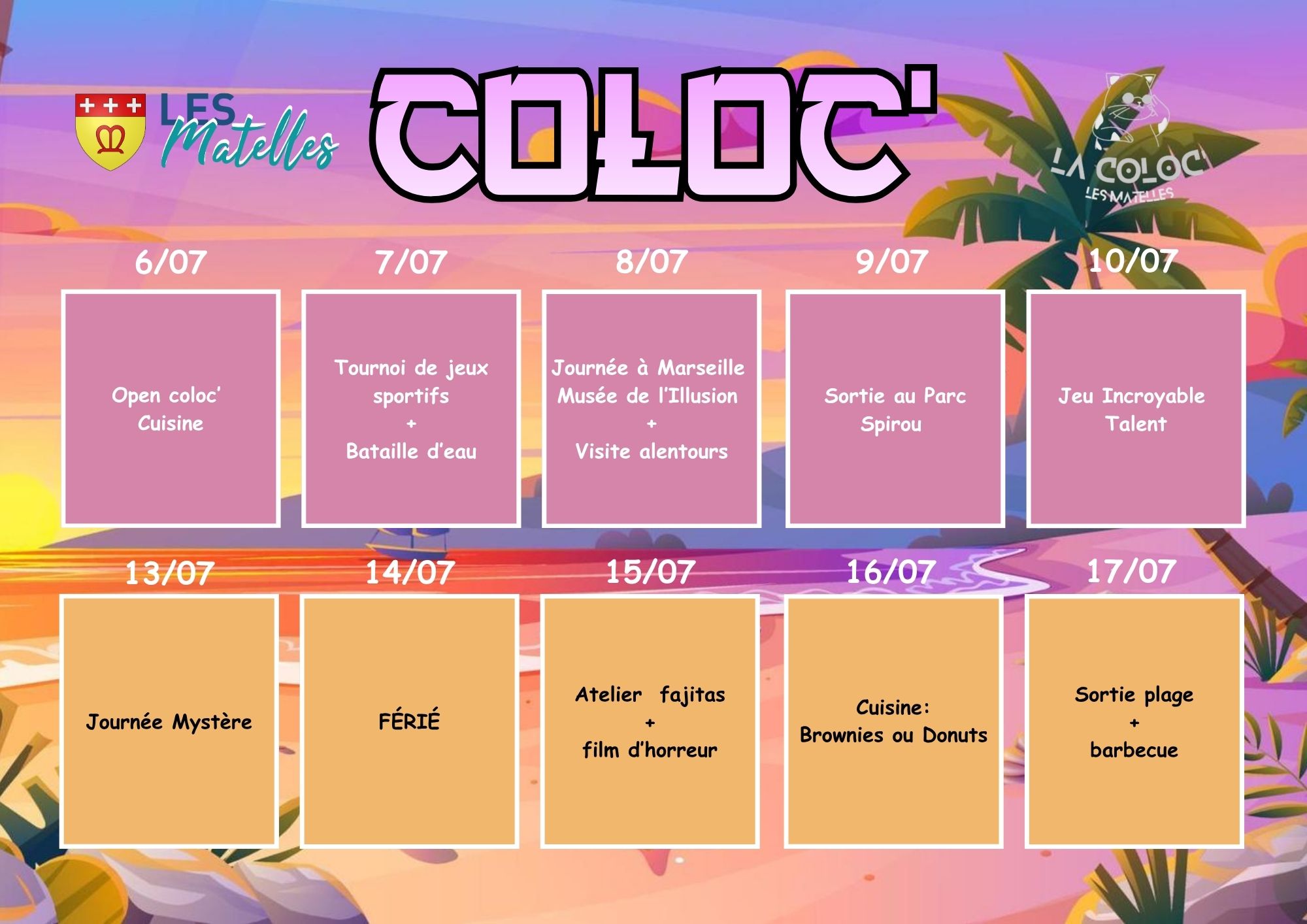 Programme des vacances d&rsquo;été de la « Coloc' »