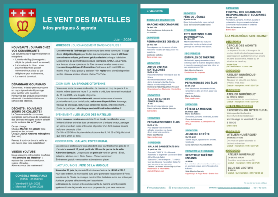 Lire la suite à propos de l’article Le vent des Matelles – Juin 2026