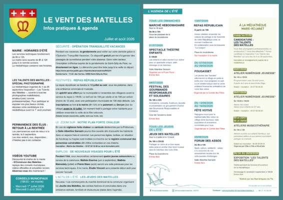 Lire la suite à propos de l’article Le vent des Matelles – Juillet / août 2026